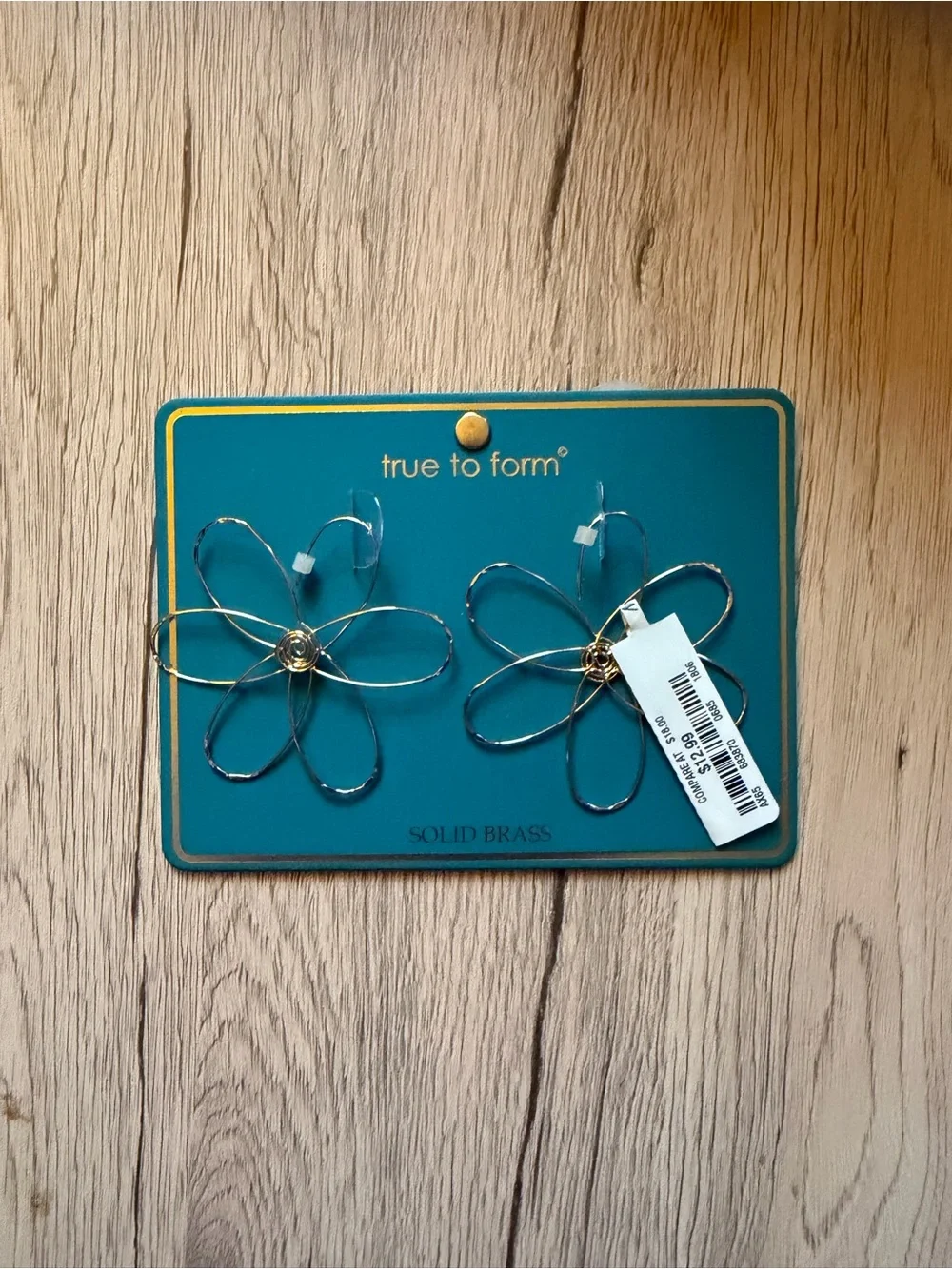 NWT True to Form Gold Floral Wire Earrings